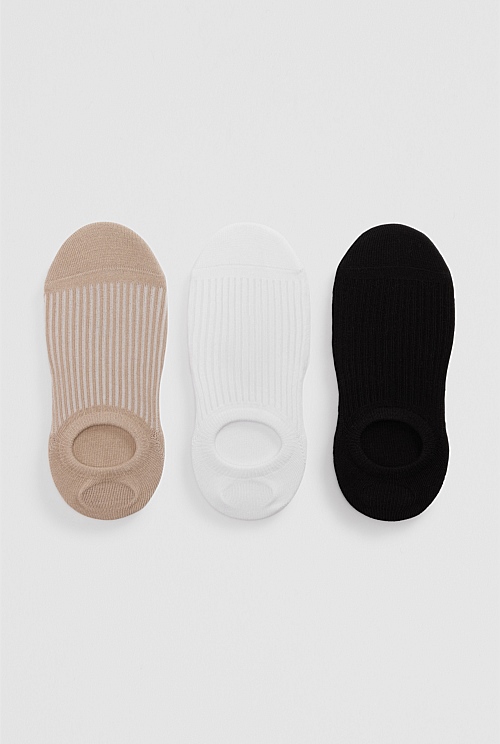 Australian Cotton Rib No-Show Sock Pack of 3