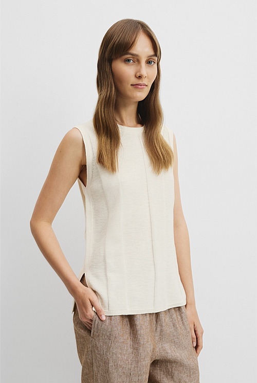 Organically Grown Cotton Linen Crew Tank