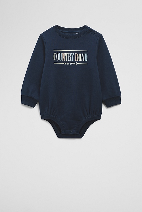 Organically Grown Cotton Logo Oversized Long Sleeve Bodysuit