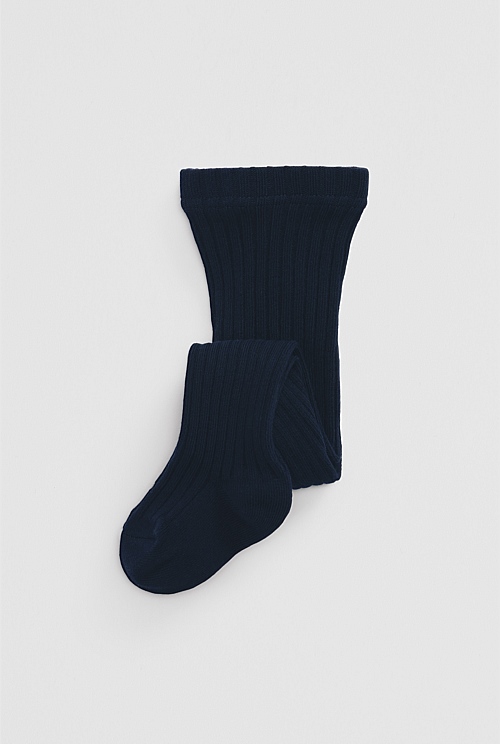 Organically Grown Cotton Blend Rib Tights