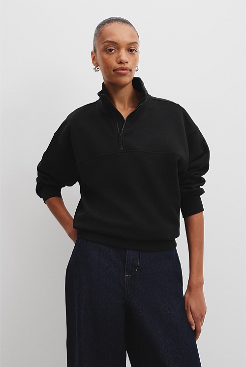Australian Cotton Logo Neck Zip Sweat