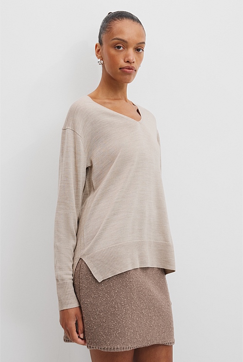 Merino Wool V-Neck Neck