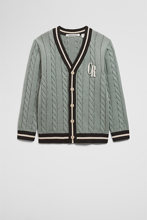 Organically Grown Cotton Varsity Cardigan