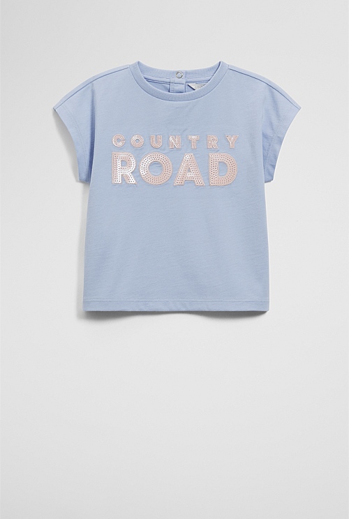 Organically Grown Cotton Sequin Logo T-Shirt