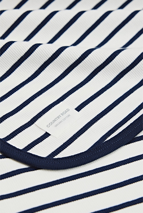Organically Grown Cotton Stripe Rib Blanket