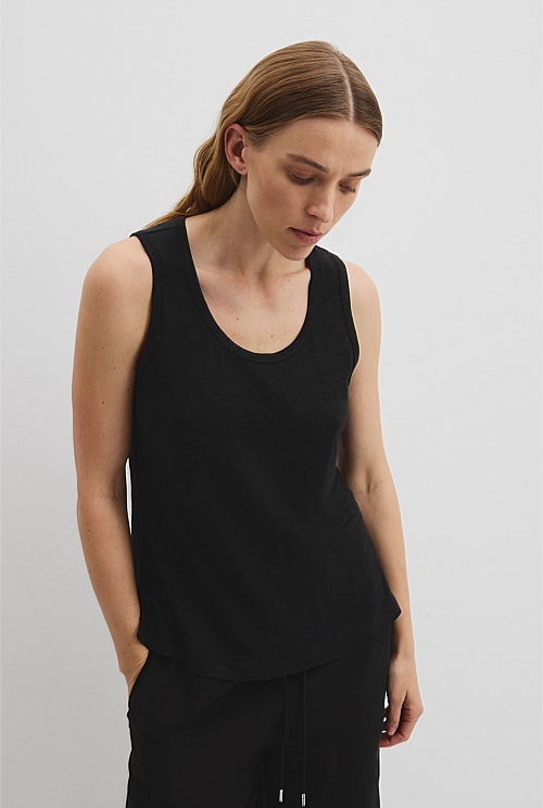 Linen Scoop Neck Tank