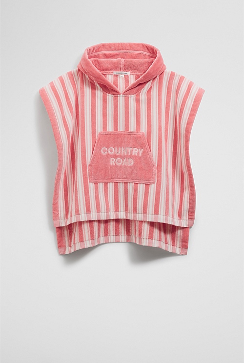Cotton Stripe Logo Poncho