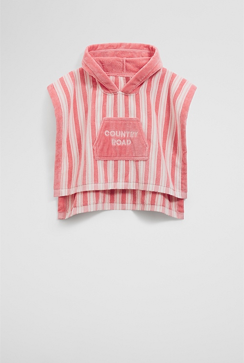 Cotton Stripe Logo Poncho