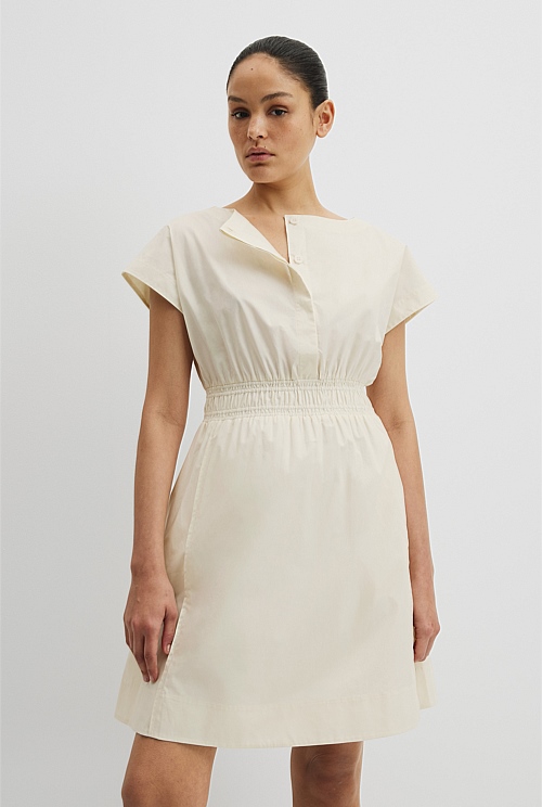 Australian Cotton Shirred Waist Mini Dress Australian Cotton Shirred Waist Mini Dress
