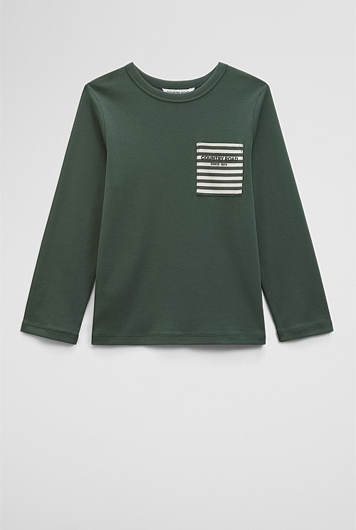 Cotton Long Sleeve Pocket T-Shirt