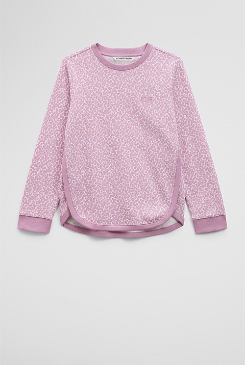 Organically Grown Cotton Long Sleeve Curved Logo T-Shirt