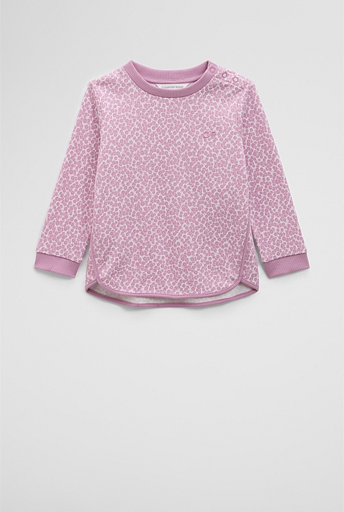 Organically Grown Cotton Long Sleeve Sequin Logo T-Shirt