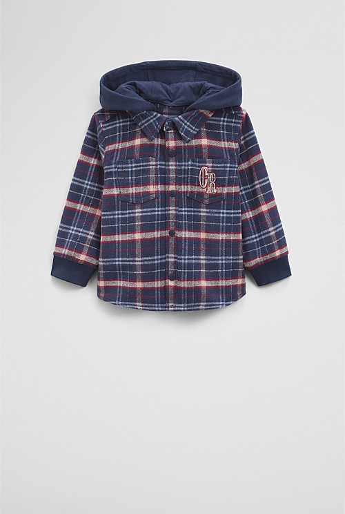 Organically Grown Cotton Hooded Check Shirt