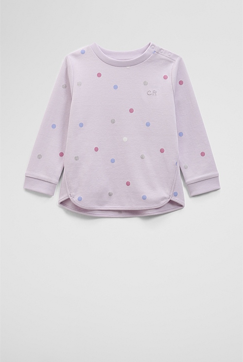 Organically Grown Cotton Long Sleeve Sequin Logo T-Shirt Organically Grown Cotton Long Sleeve Sequin Logo T-Shirt