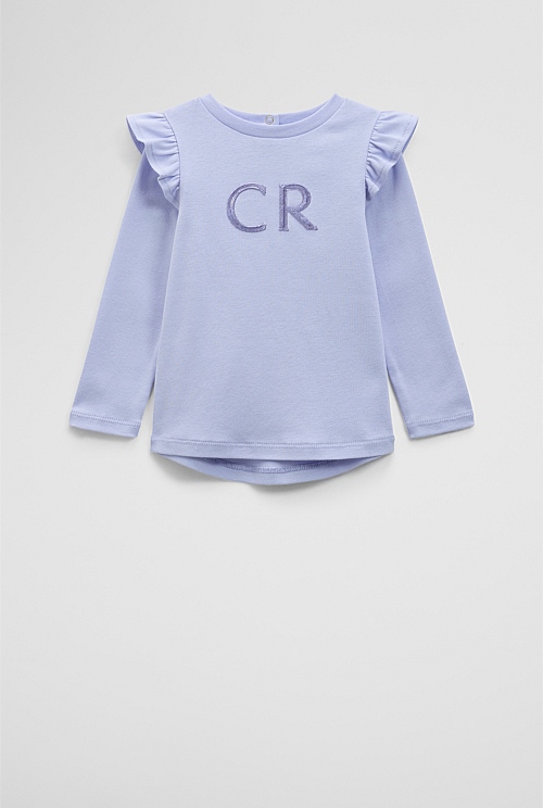 Long Sleeve Logo Frill T-Shirt