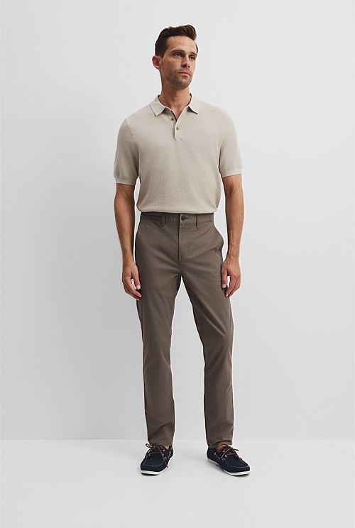 Short Sleeve Good Earth Cotton Pique Knit Polo