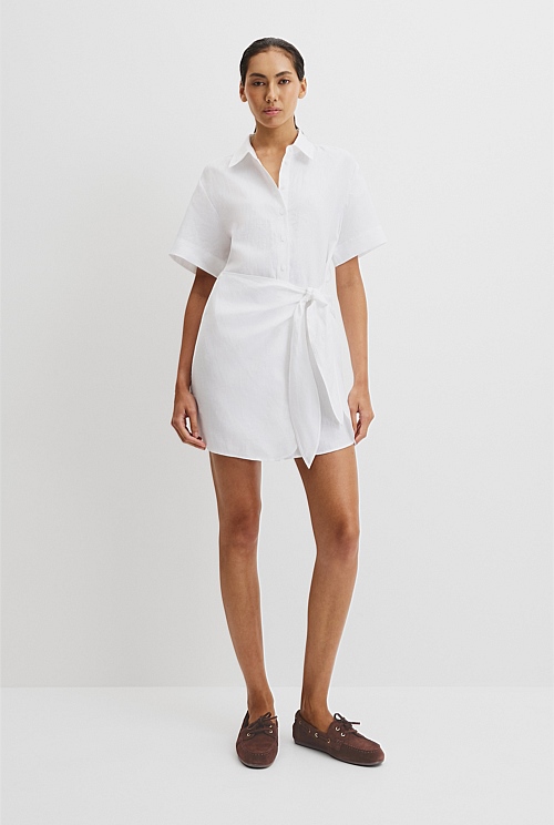 Organically Grown Linen Mini Linen Shirt Dress Organically Grown Linen Mini Linen Shirt Dress