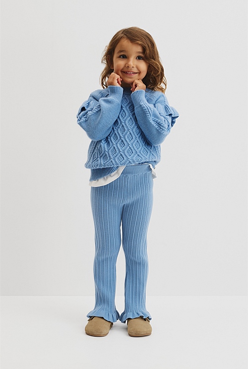 Organically Grown Cotton Blend Rib Knit Pant