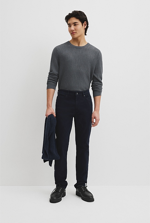 Tapered Fit Brushed Five Pocket Pant