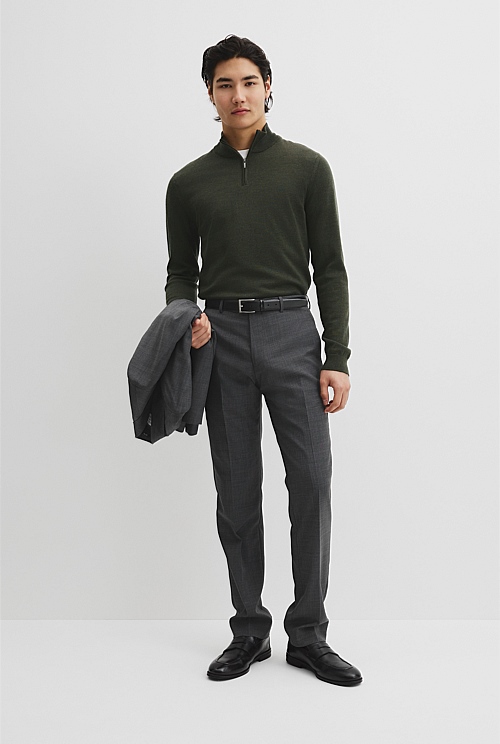 Australian Merino Long Sleeve Vam Half Zip Knit