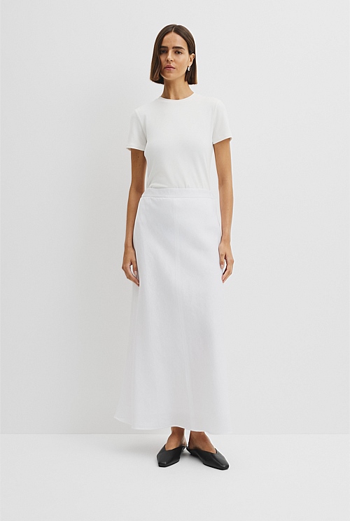 Organically Grown Linen Pull On Midi Skirt Organically Grown Linen Pull On Midi Skirt