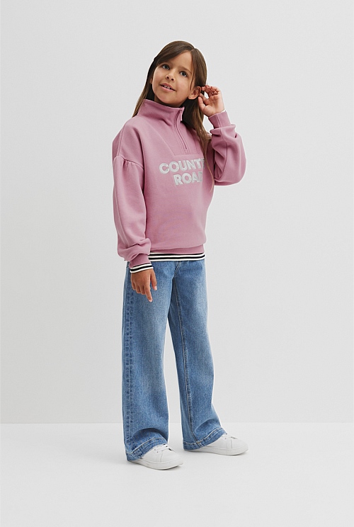 Australian Cotton Blend Sequin Half Zip Sweat