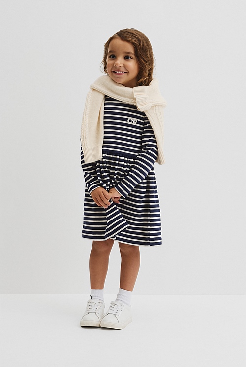 Long Sleeve Gathered Rib Dress