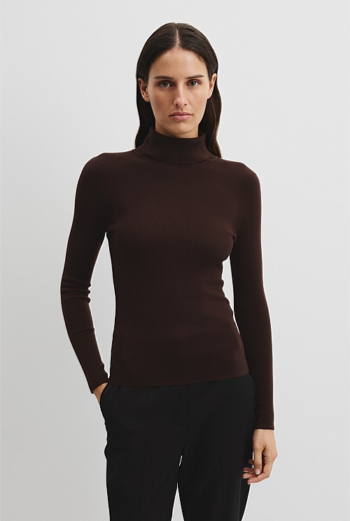 Wool Silk Roll Neck