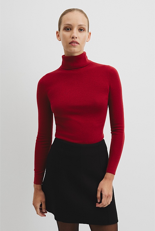 Wool Silk Roll Neck