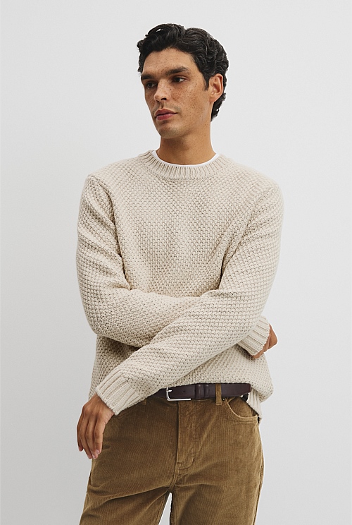 Australian Good Earth Cotton Blend Textured Crew Knit