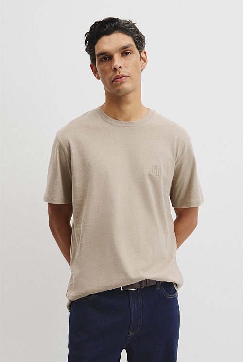 Brushed Melange Cotton T-shirt