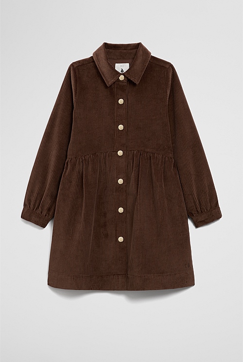 Organically Grown Cotton Cord Button Through Dress