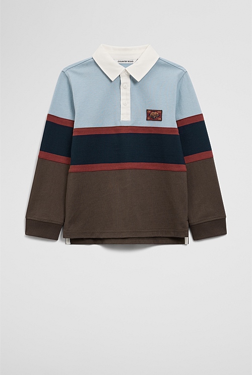 Organically Grown Cotton Panel Stripe Rugby
