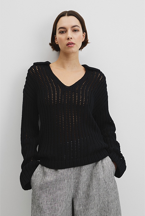 Australian Good Earth Cotton Long Sleeve Tape Knit Australian Good Earth Cotton Long Sleeve Tape Knit