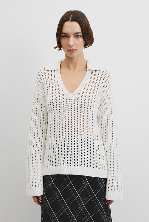 Australian Good Earth Cotton Long Sleeve Tape Knit Australian Good Earth Cotton Long Sleeve Tape Knit