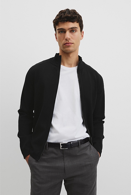 Australian Cotton Silk Blend Zip Through Knit Jacket Australian Cotton Silk Blend Zip Through Knit Jacket