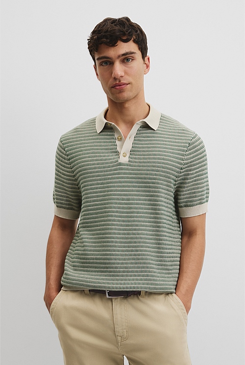 Australian Cotton Textured Knit Polo