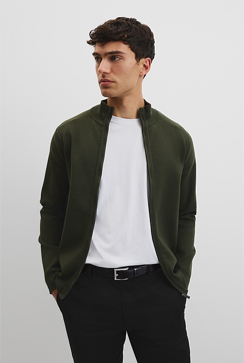 Australian Cotton Silk Blend Zip Through Knit Jacket Australian Cotton Silk Blend Zip Through Knit Jacket