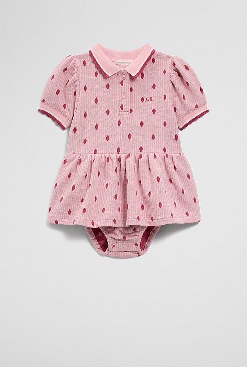 Australian Cotton Short Sleeve Jacquard Romper Dress Australian Cotton Short Sleeve Jacquard Romper Dress