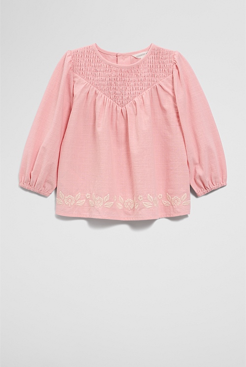 Long Sleeve Shirred Blouse Long Sleeve Shirred Blouse