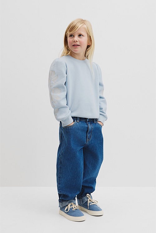 Australian Cotton Embroidered Sleeve Sweat