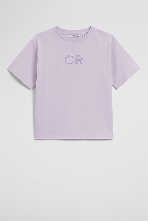 Organically Grown Cotton Short Sleeve Sequin Logo T-Shirt Organically Grown Cotton Short Sleeve Sequin Logo T-Shirt