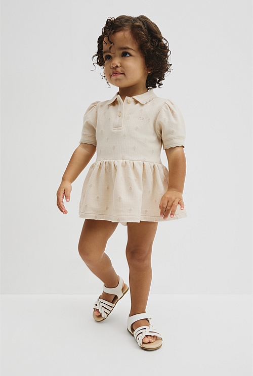 Australian Cotton Short Sleeve Jacquard Romper Dress Australian Cotton Short Sleeve Jacquard Romper Dress