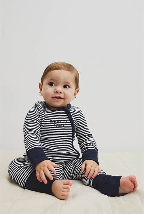 Organically Grown Cotton Stripe Rib Jumpsuit Organically Grown Cotton Stripe Rib Jumpsuit