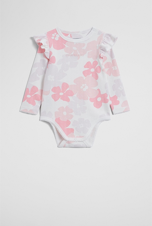 Organically Grown Cotton Blend Pointelle Frill Bodysuit Organically Grown Cotton Blend Pointelle Frill Bodysuit