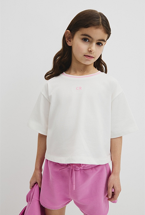 Australian Cotton Short Sleeve Crop Boxy T-Shirt Australian Cotton Short Sleeve Crop Boxy T-Shirt