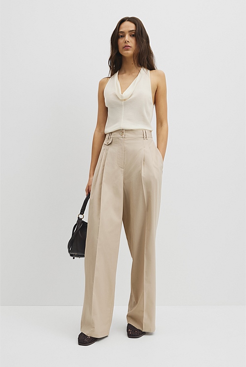 Cotton Blend Pleat Front Pant Cotton Blend Pleat Front Pant