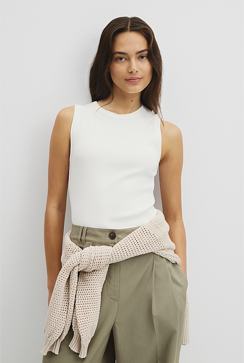 Australian Cotton High Neck Tank Australian Cotton High Neck Tank