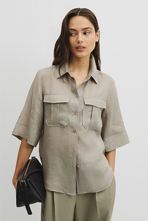Ramie Utility Blouse Ramie Utility Blouse