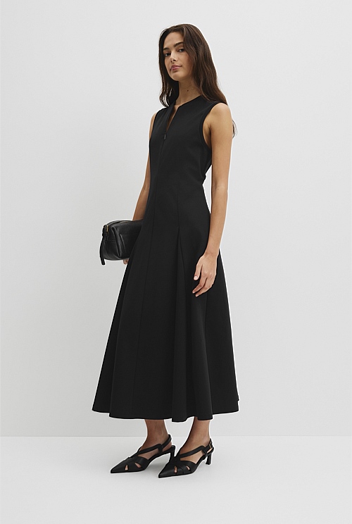 Panel Zip Neck Ponte Dress Panel Zip Neck Ponte Dress